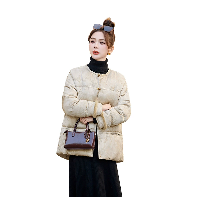 retro winter velvet down jacket for leisure, increased thickness, city style, duck down
