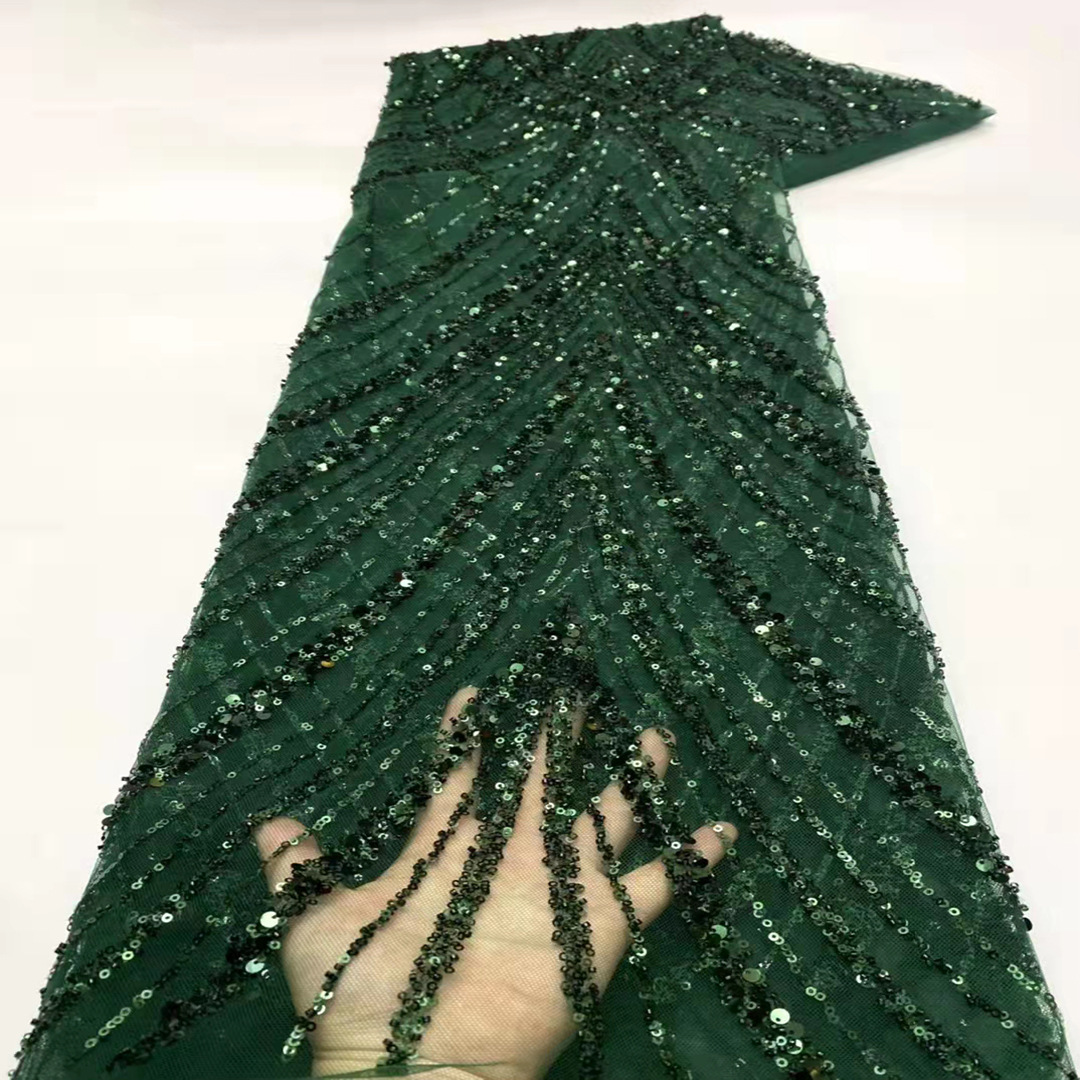 Industria pesada Africana lentejuelas encaje de alta calidad bordado malla vestido de novia tela con cuentas encaje jx1929