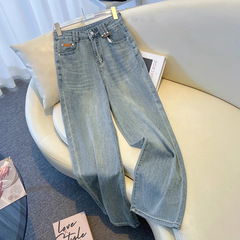 宽松阔腿牛仔裤女2025新款今年流行爆款春季小个子时尚直筒九分裤