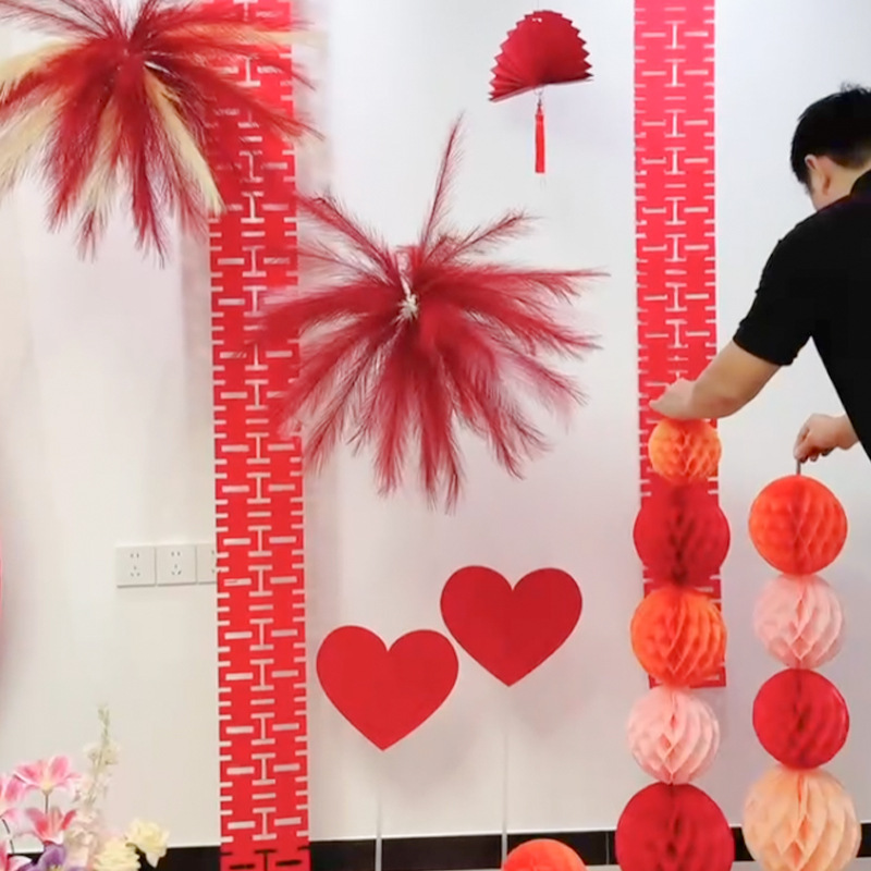 結婚式のリビングルームの結婚式の部屋シミュレーションリード花火羽孔雀草柱レイアウト装飾ドレッシングガウン写真の背景|undefined