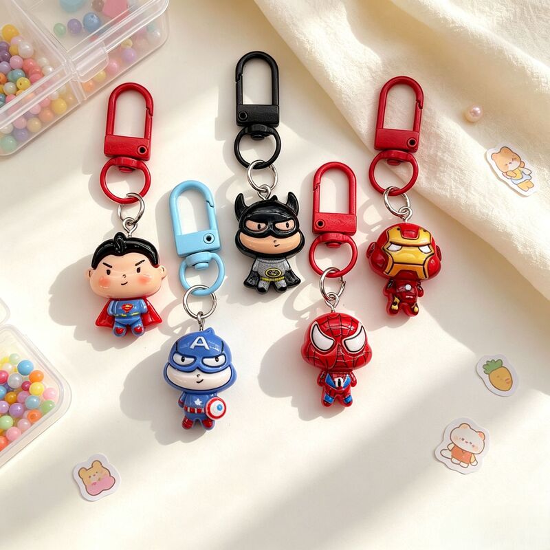 Cartoon Avengers Marvel Superman Keychain Girl's Bag Resin Pendant Best Friend Gift Student Backpack Decoration