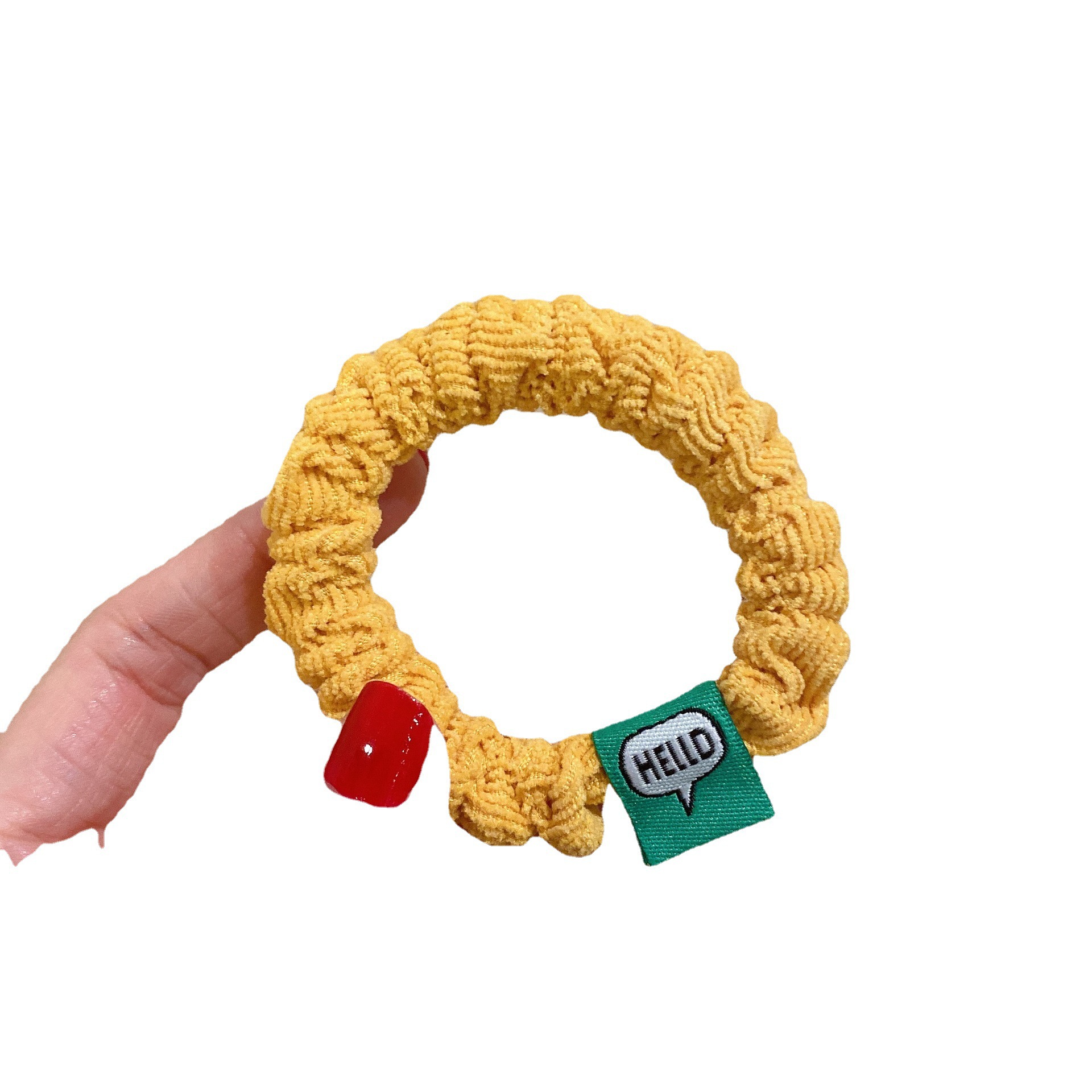 Linda diversión etiqueta de tela cuerda de pelo de pana anillo de pelo de color caramelo cabeza cuerda chica corazón Pequeño intestino anillo japonés y coreano accesorios para el cabello al por mayor