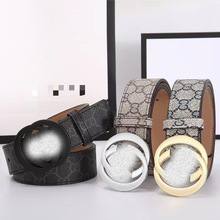 男士新款韩版双g扣大饼字母腰带压纹时尚潮流百搭中青年压花裤带