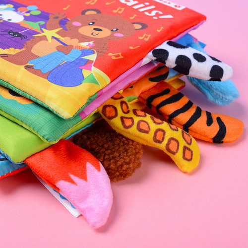 LakaRose new ring paper early education cloth book cartoon animal tail cloth book enlightenment early education interactive toy