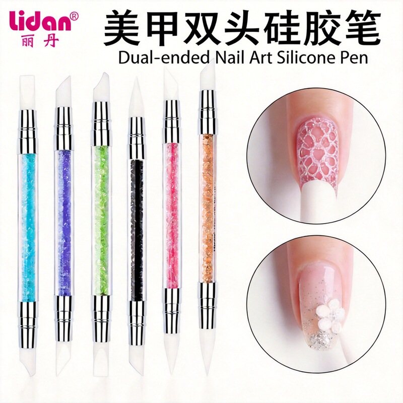 Silicone Pen Acrylic Multifunctional Double-Ended Embossing Hollow Carving Wearable Nail Making Tool Pen Nail Art