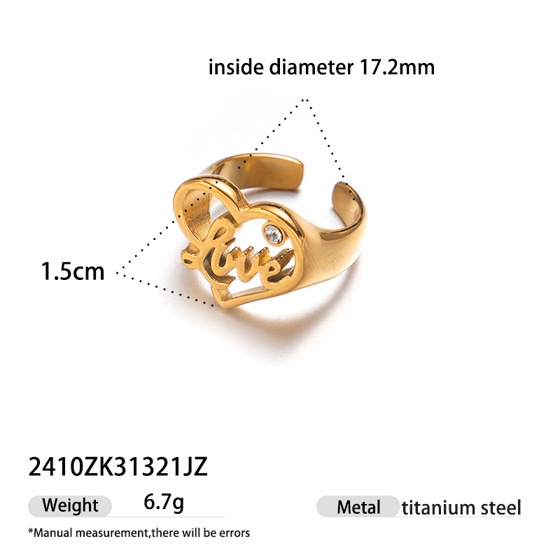 Anillo de acero inoxidable TENA Europa y América lujo ligero de lujo de moda de alto nivel amor abierto anillo de acero de titanio no se desvanece joyería