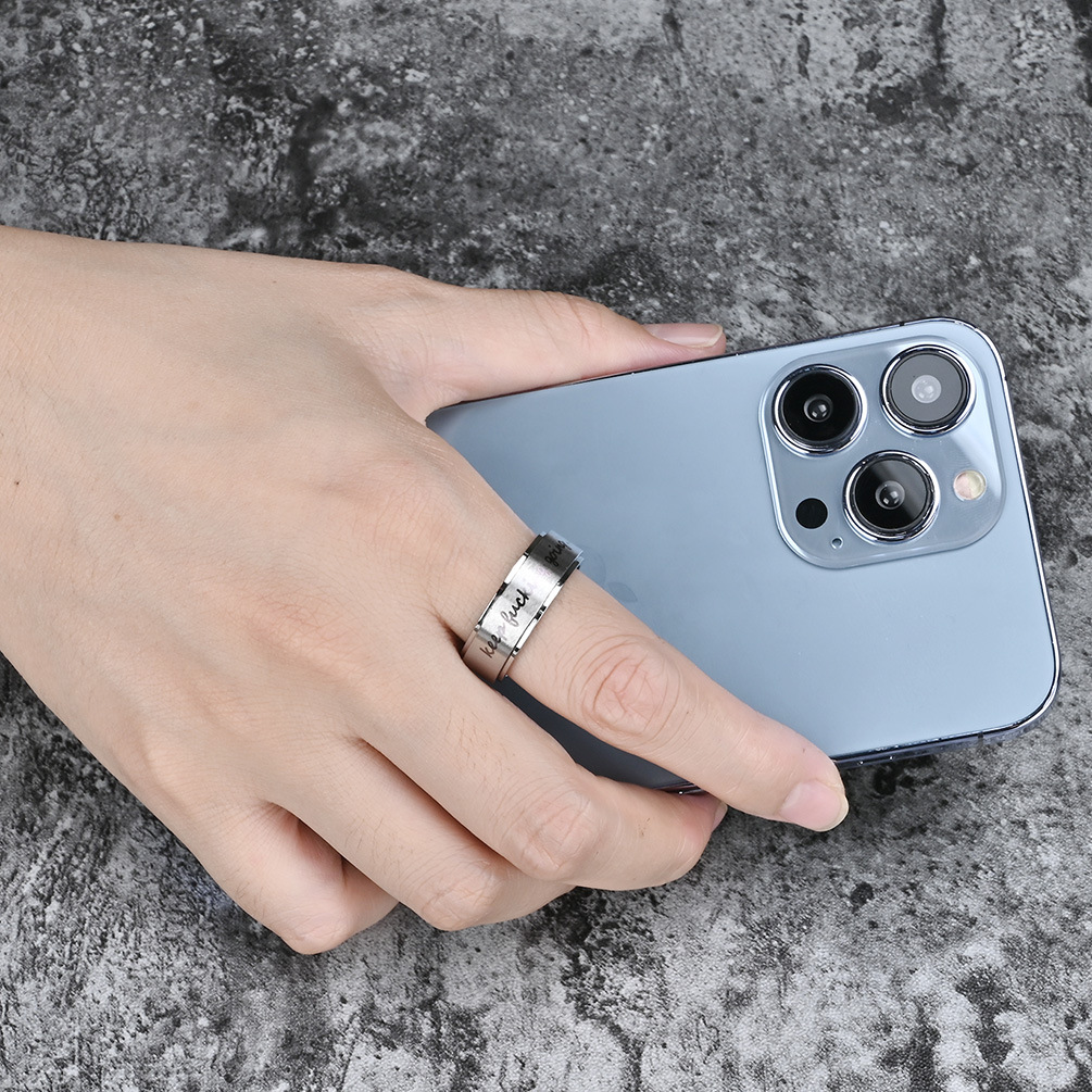 Simple Style Letter Titanium Steel Polishing Rings 1 Piece