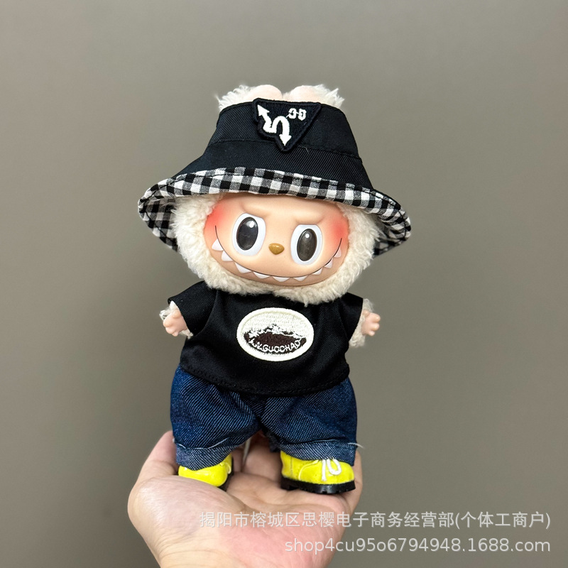 Solo la ropa es adecuada para la ropa de bebé Rabubu de 123 generaciones Labubu ropa colgante de 17cm muñeca traje de felpa falda