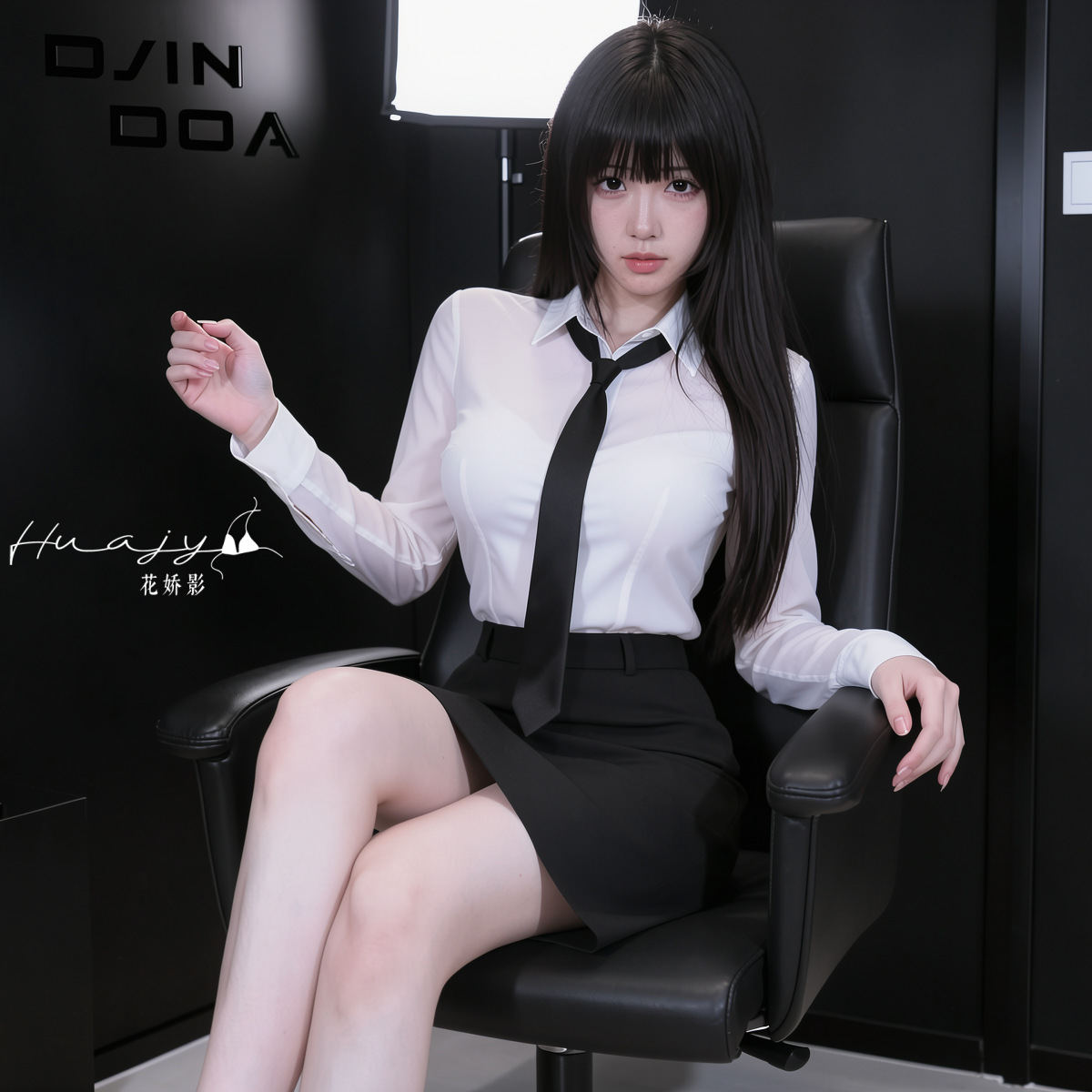 Huajiaoying OL Secretary Uniform Suit Women's Ascetic Style Shirt Covering Hip Skirt Cosplay Sexy Underwear Free of Removal for Women