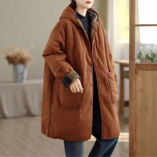 中长款棉衣 2025冬季新款 气质大码加厚保暖连帽外套女棉服81638