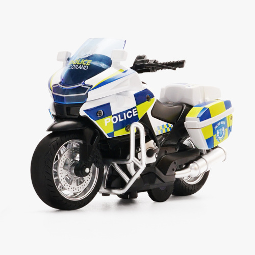 Simulation Iron Horse Police Motorcycle Revlon Alloy Car Model Light and Sound Racing Boy Children's Toy Decor