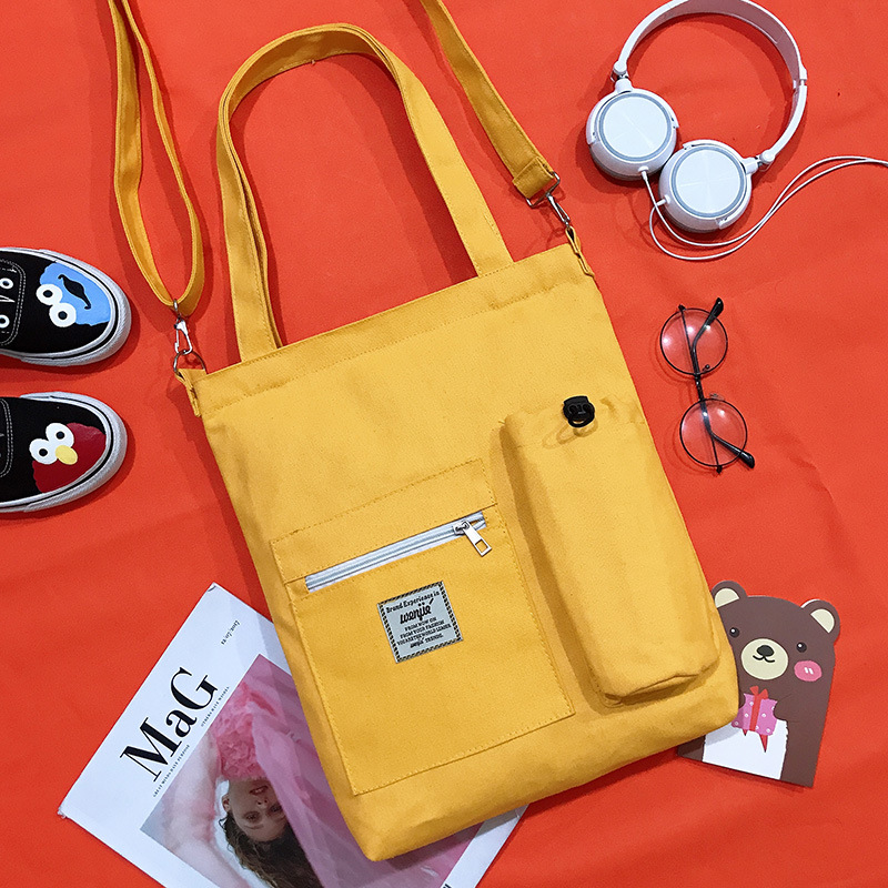 Bolsa de lona de las mujeres bolsa de mensajero estudiante japonés ins estilo bolso de hombro coreano simple todo-fósforo bolso de gran capacidad