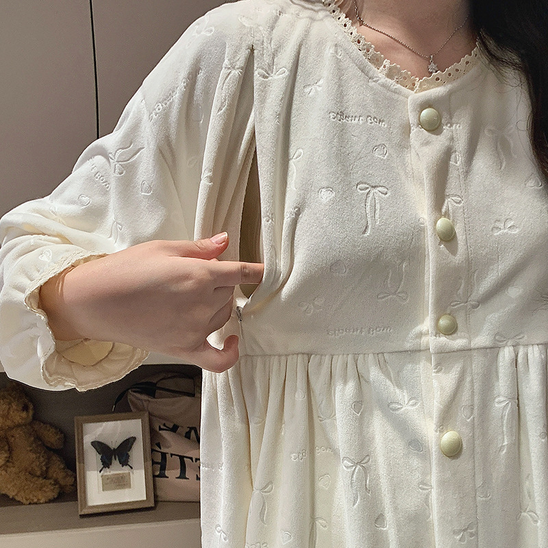 2025新款现货秋冬新保暖德绒孕妇睡衣女哺乳喂奶月子服家居服套装