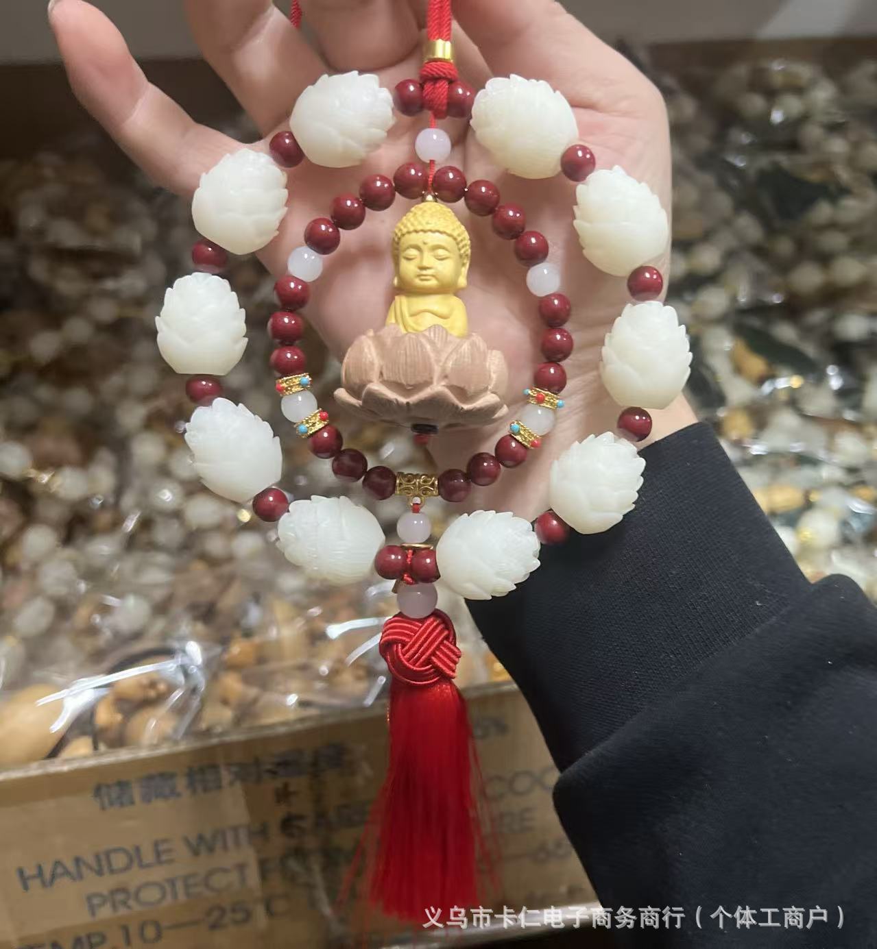 Tiktok Popular Lotus Little Buddha Car Pendant, Baby Buddha for Car Rearview Mirror, Good Luck Charm, Peach Wood Car Decoration