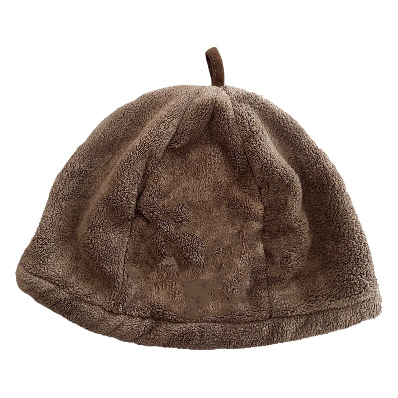 Warm Coral Velvet Fisherman Hat for Women in Winter Korean Style Round Face Big Head Basin Hat Casual Face Small Bucket Sauna Hat