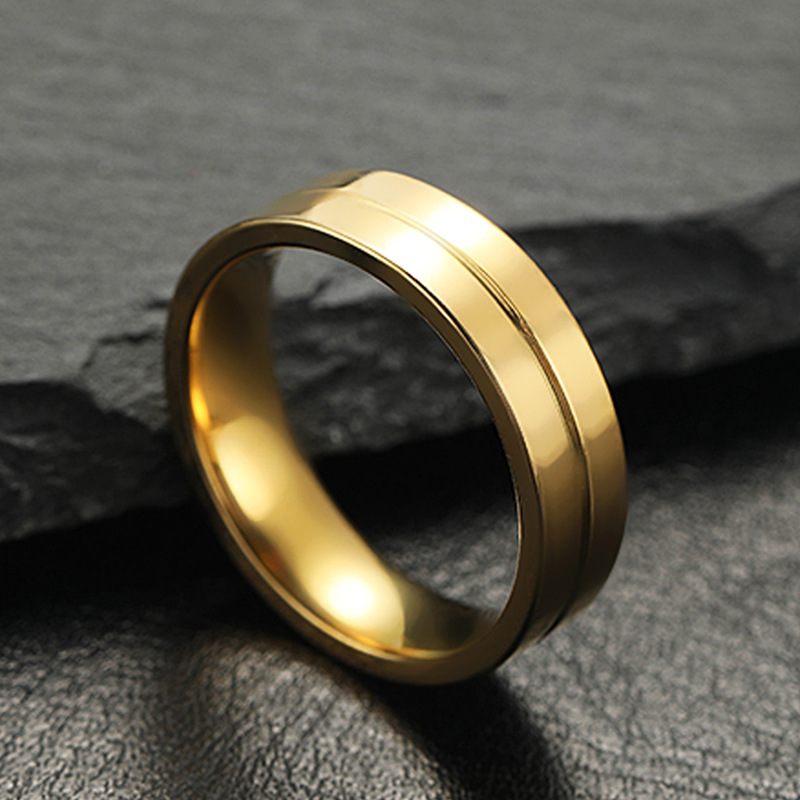 Europa y América nueva moda anillo de los hombres de acero inoxidable 6mm bola interior exterior plana línea media titanio fabricante de joyas de acero image 5