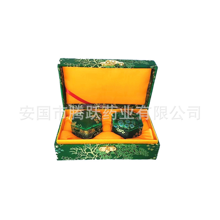 Hexagonal Brocade Gift Box Green Satin Empty Jewelry Display Case 2 Pack 5.5cm specifications