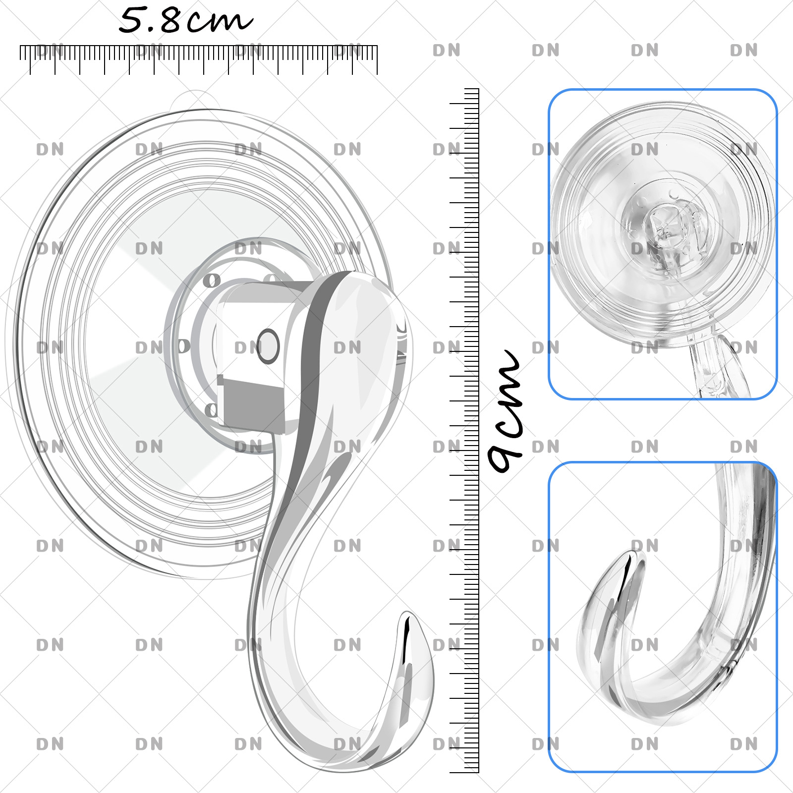 Ventosa gancho creativo gancho de baño sin costuras gancho transparente sin perforar gancho pegajoso Puerta de succión al vacío Garland gancho