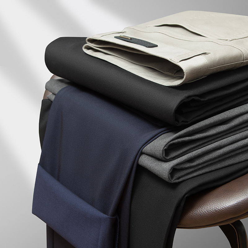 Lyocell Tencel Casual Long Pants Men's Spring and Summer Thin Soft Breathable Straight Pants No-Iron Business Men's Pants