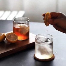 高硼硅玻璃杯鸡尾酒冷饮水杯北欧简约ins风竖纹杯咖啡杯茶杯
