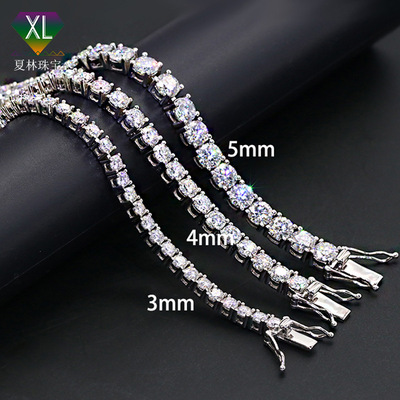 欧美热卖莫桑石网球手链 925银镀金莫桑手链tennis chain批发|ms