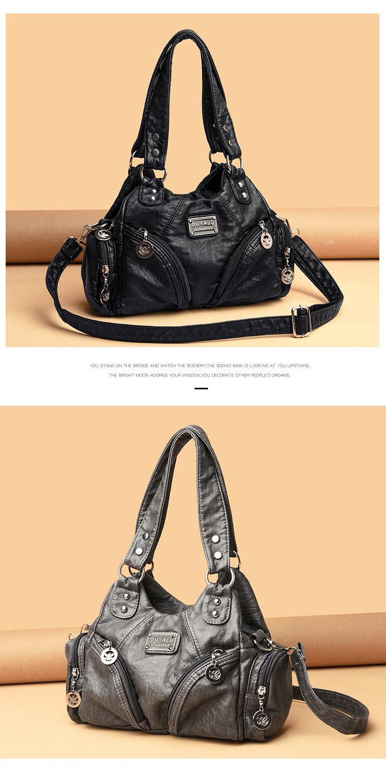 2021 Cross-border New Arrival Bags European And American Fashion Soft Leather Women's Bag Large Capacity Women's Retro Shoulder Portable Messenger Bag display picture 1