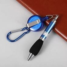 新颖金属拉线笔 创意拉伸圆珠笔 挂绳登山钥匙扣书写笔可伸缩文具