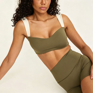 AYM039267 Wide-Strap Square-Neck Yoga Set With Removable Padding High-Waist Butt-Lifting 3-Piece Aoyema wholesale