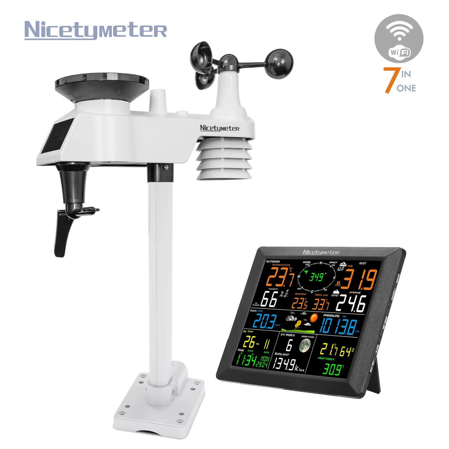 0310-019T Супер большой экран WiFi беспроводная метеостанция Прогноз погоды Скорость ветра осадков, температура, влажность, УФ-освещение