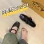 浅口内增高一字复古高跟鞋