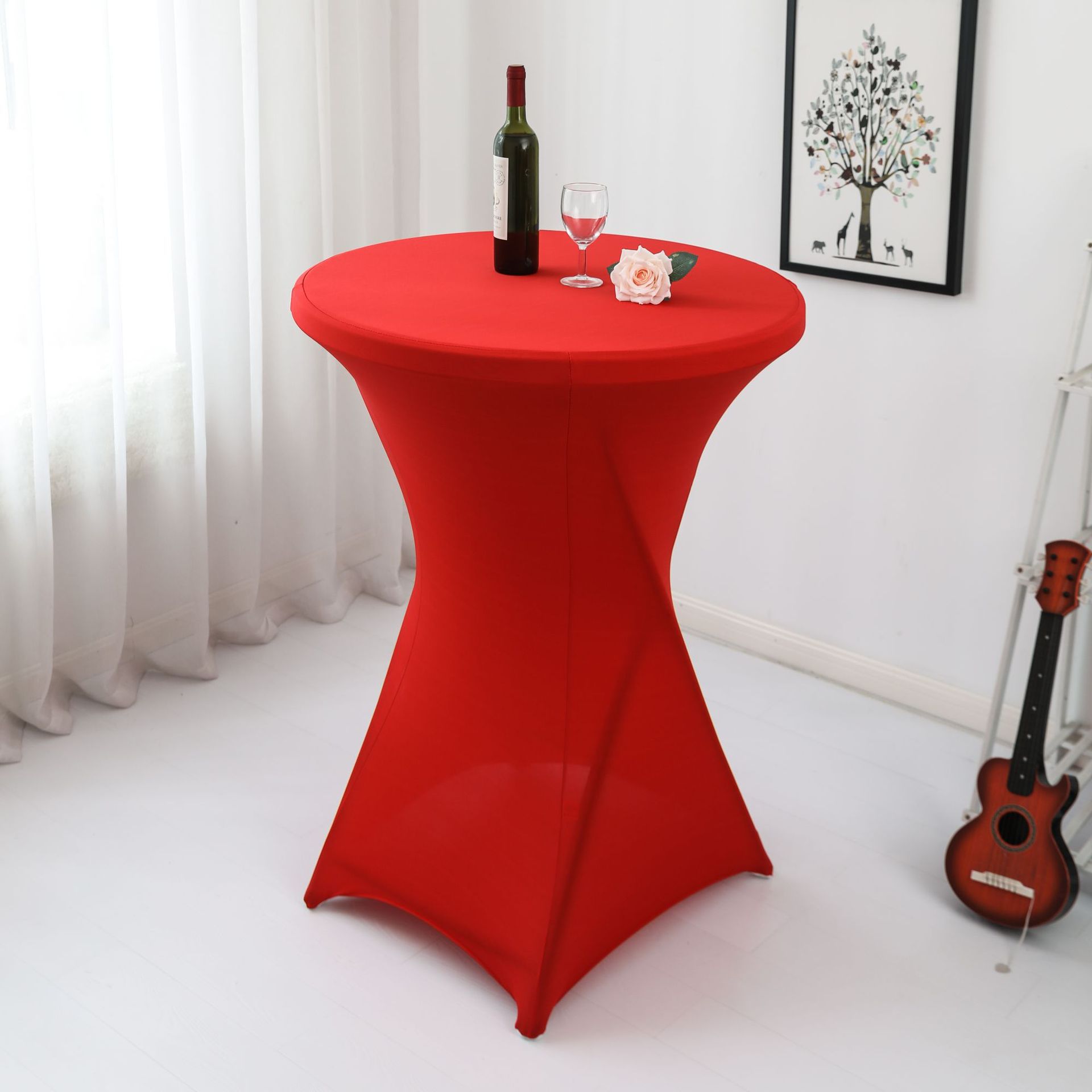 Amazon sólido barra mesa de comedor cubierta de mesa de banquete cóctel cubierta de mesa redonda tela de mesa elástica tabla de pies altos