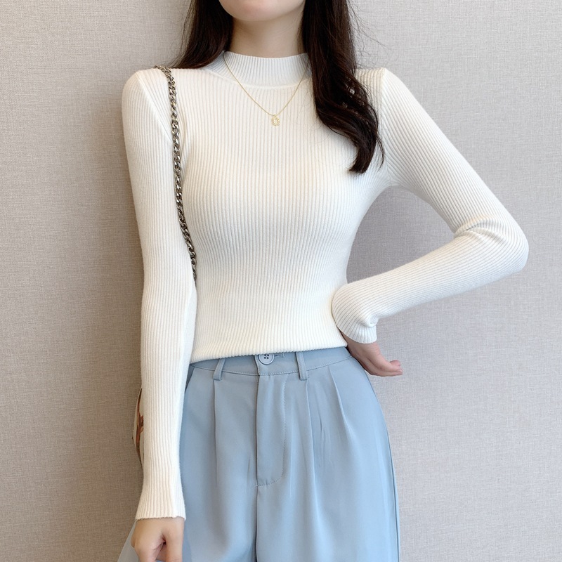 Half-Turtleneck Base Shirt for Women, 2026 Autumn and Winter New Thin Style, Slim-Fit Knit Sweater, Slimming Knit Top