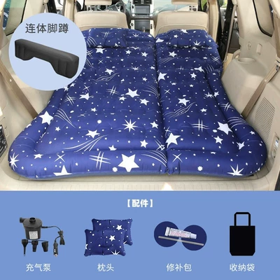 Vehicle-mounted inflatable bed, Suv Car Inflatable Bed - suv-honeycomb-single-sided-oxford-starry-sky-blue-1-long-pier-dual-use-for-trunk-and-rear-seat