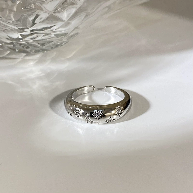 Кольцо с цирконом, дизайн light-luxury, из меди, регулируемое, на указательный палец