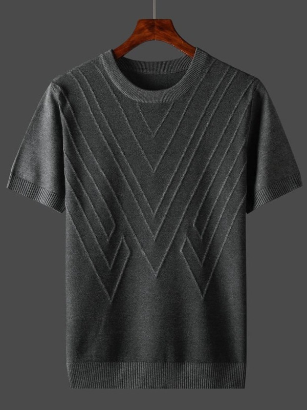 [Liquidación] Suéter de manga corta de verano de comercio exterior transfronterizo Top de punto simple de cuello redondo de color sólido para hombre