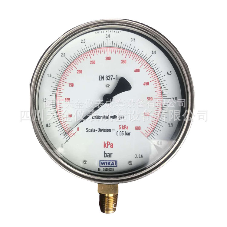 WIKA不锈钢压表德国威卡精密压力表0.6级EN837-1径向型指针液压表