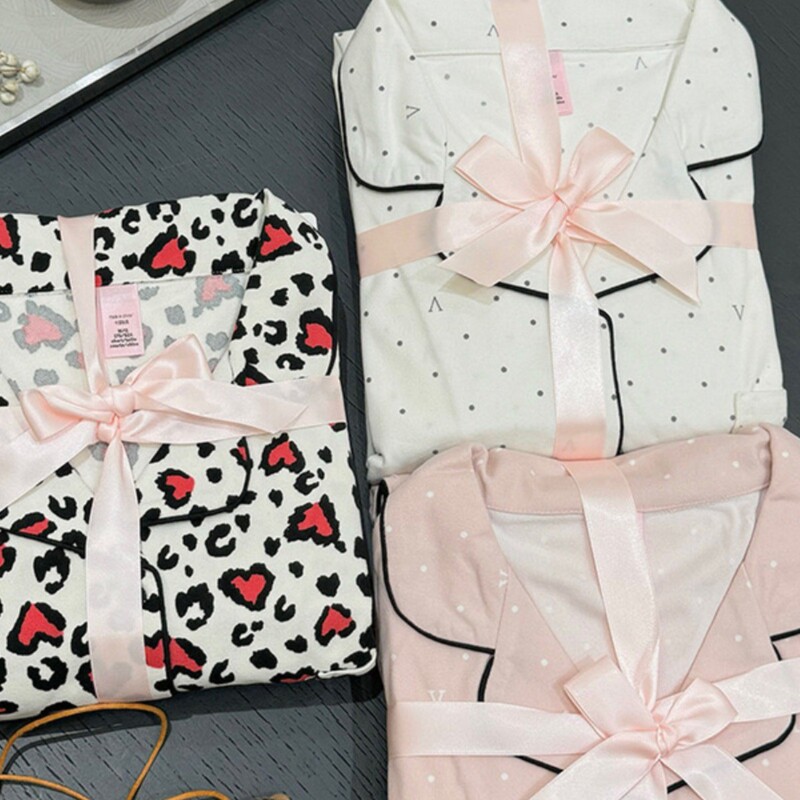 Viduo [Light Comfort Velvet] Lightweight, Soft and Comfortable Pajamas for Women, Pure Cotton Home Wear Set, Autumn and Winter Style, Long Sleeves