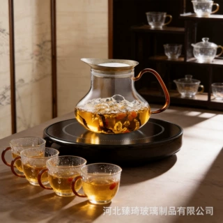 高硼硅玻璃茶壶钛盖过滤网泡茶壶茶水分离功夫茶具电陶炉煮泡茶壶