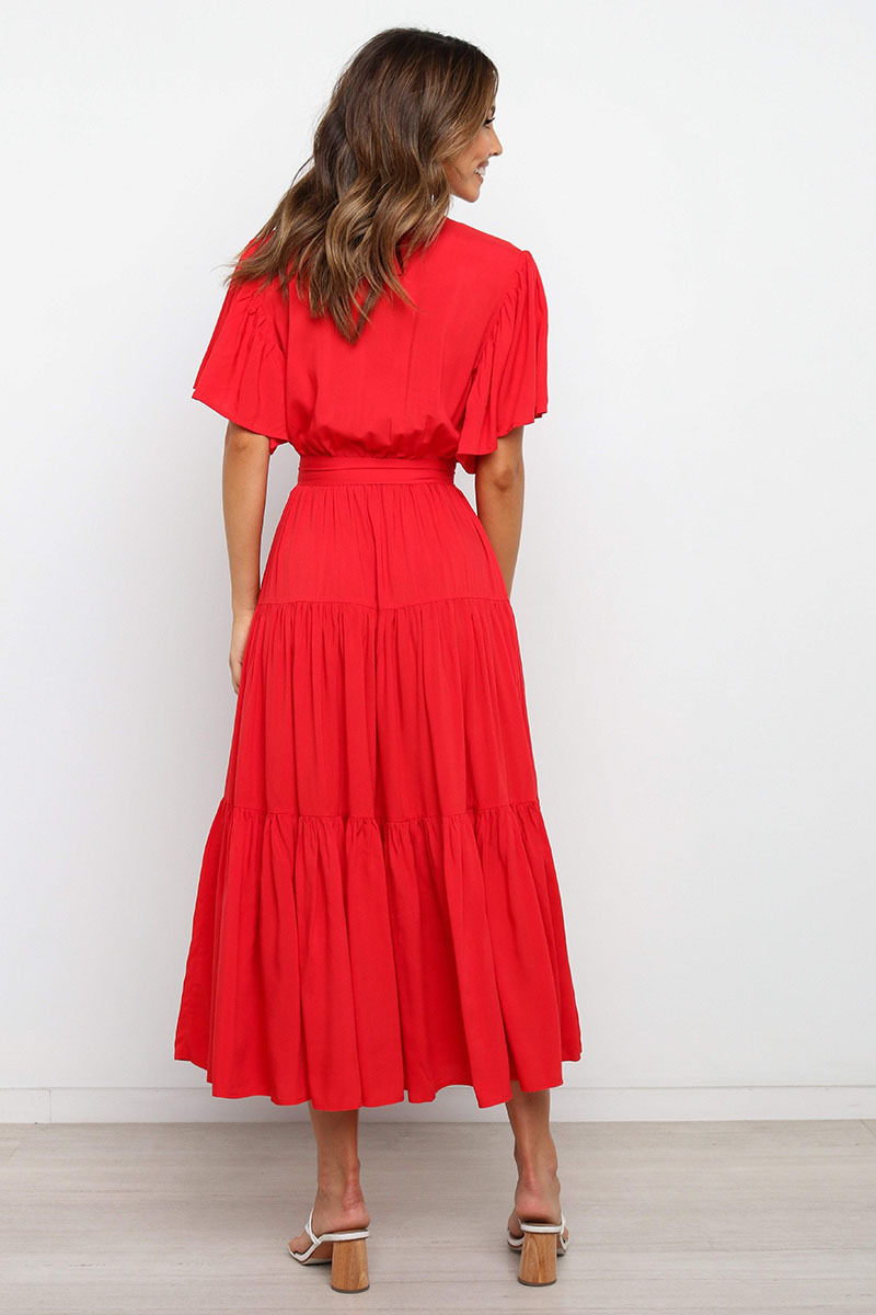269g Weight Midi Dress Dress Length Type Short Sleeve Sleeve Length Princess Dress Dresses Type Regular Sleeve Sleeve Type Cotton, Polyester Fabric Type Mid Waist Waist Line Holiday, Daily, Selfie Occasion V Neck Neckline Regular Fit Fit Type Solid Color Pattern Summer Season Women's Gender Casual, Elegant, Streetwear Style Wholesale Women's Casual Elegant Streetwear Solid Color Holiday Daily Selfie V Neck Short Sleeve Princess Dress 12
