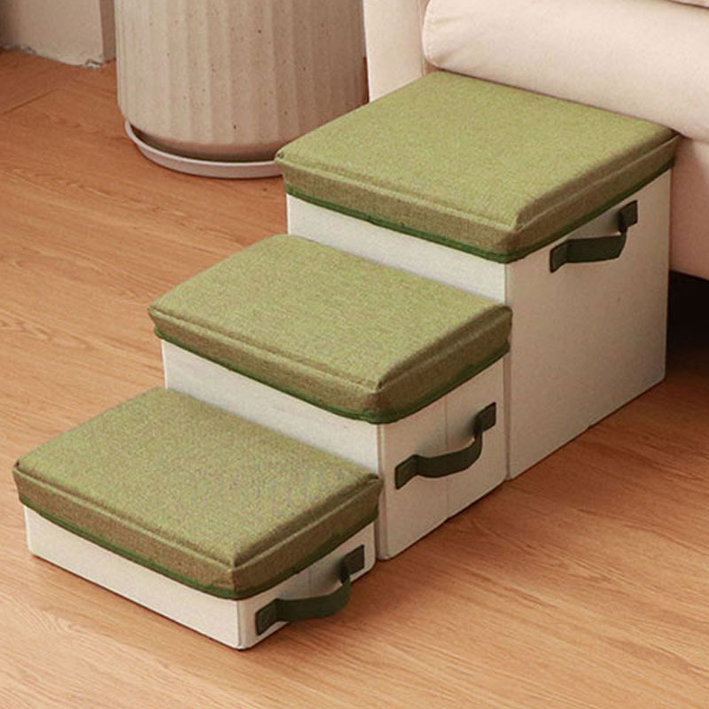 Direct Manufacturer Sales Cross-border Foldable Three-layer Storage Box for Dogs, Stair Step Cotton Linen Small Dog Stairs Pet Ladder
