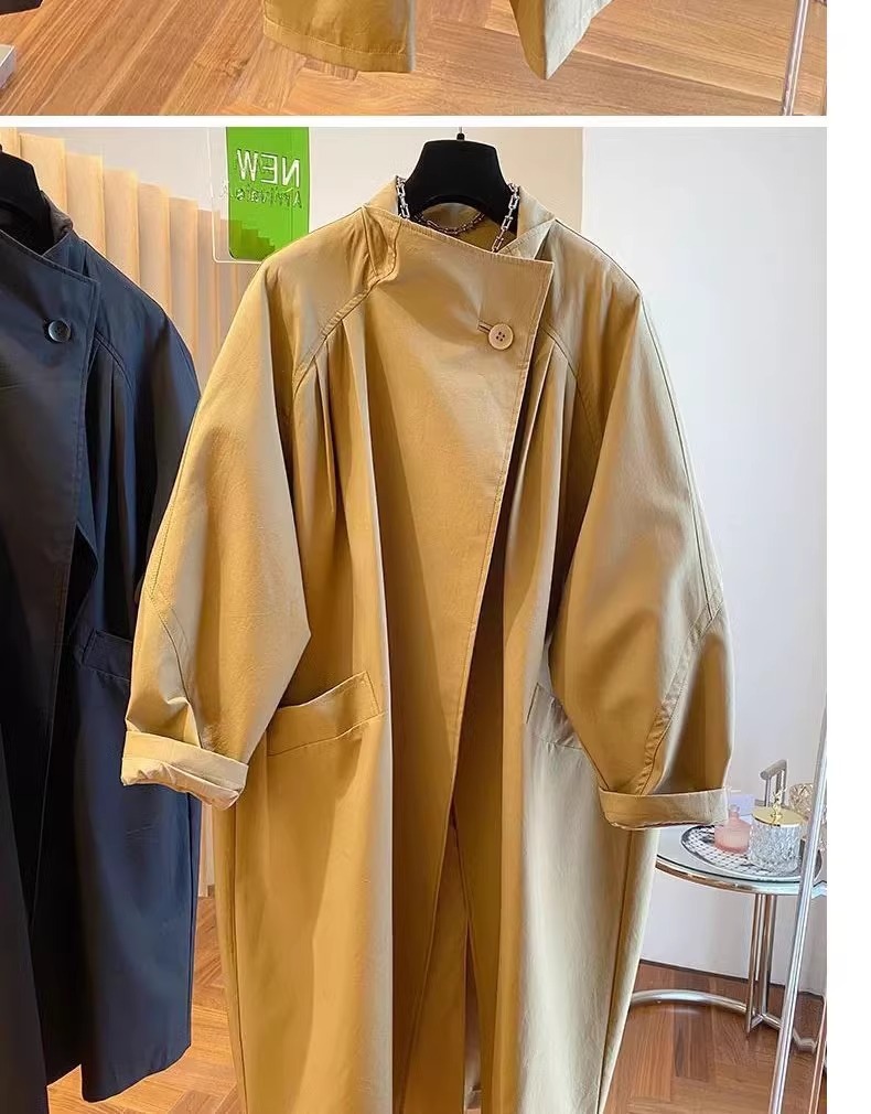 Spring Large Size Women's Clothing Casual Loose Medium And Long Small Trench Coat_ecoleips.com