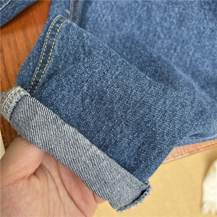 Korejske otroške oblačila, jesenske temno modre kavbojke 2024, ohlapne enobarvne očetovske priložnostne jeans hlače za fantke in deklice_voghion.com