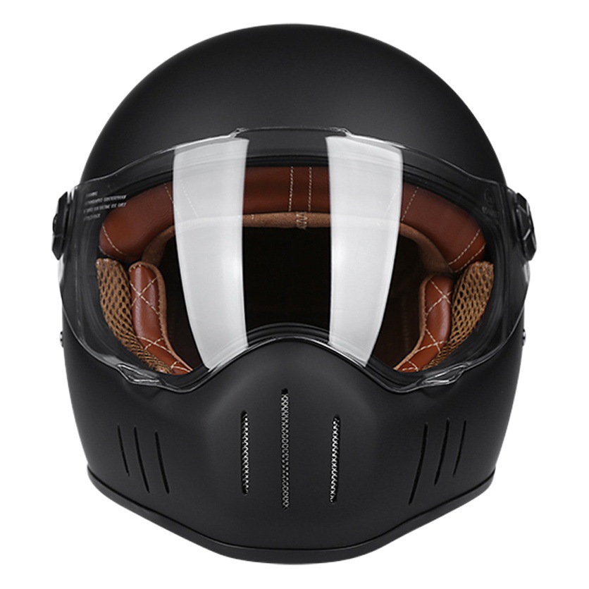 Casco de bicicleta eléctrica retro para hombre, casco integral retro para motociclista, casco de cobertura total