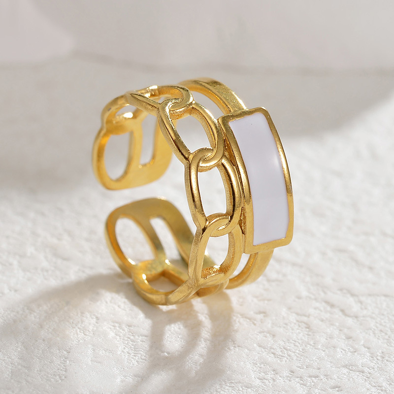 8g Weight Rings Classification Adjustable Ring Size 1 Piece Quantity Holiday, Daily Occasion Titanium Steel Material Geometric Pattern Women's Gender Enamel Design Casual, Simple Style Style Wholesale Jewelry Casual Simple Style Geometric Titanium Steel Enamel Rings 7