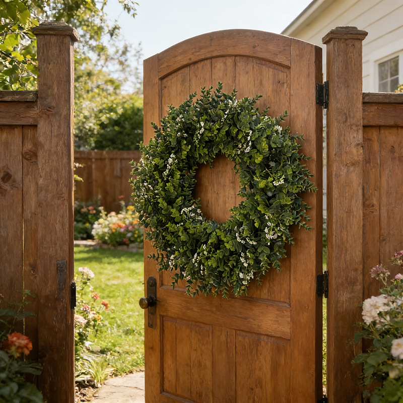 Artificial Eucalyptus Wreath, Faux Greenery for Front Door, Wall Hanging, Home Garden Door Decoration, Cross-Border Artificial Eucalyptus Wreath, Faux Greenery for Front Door, Wall Hanging, Home Garden Door Decoration, Cross-Border