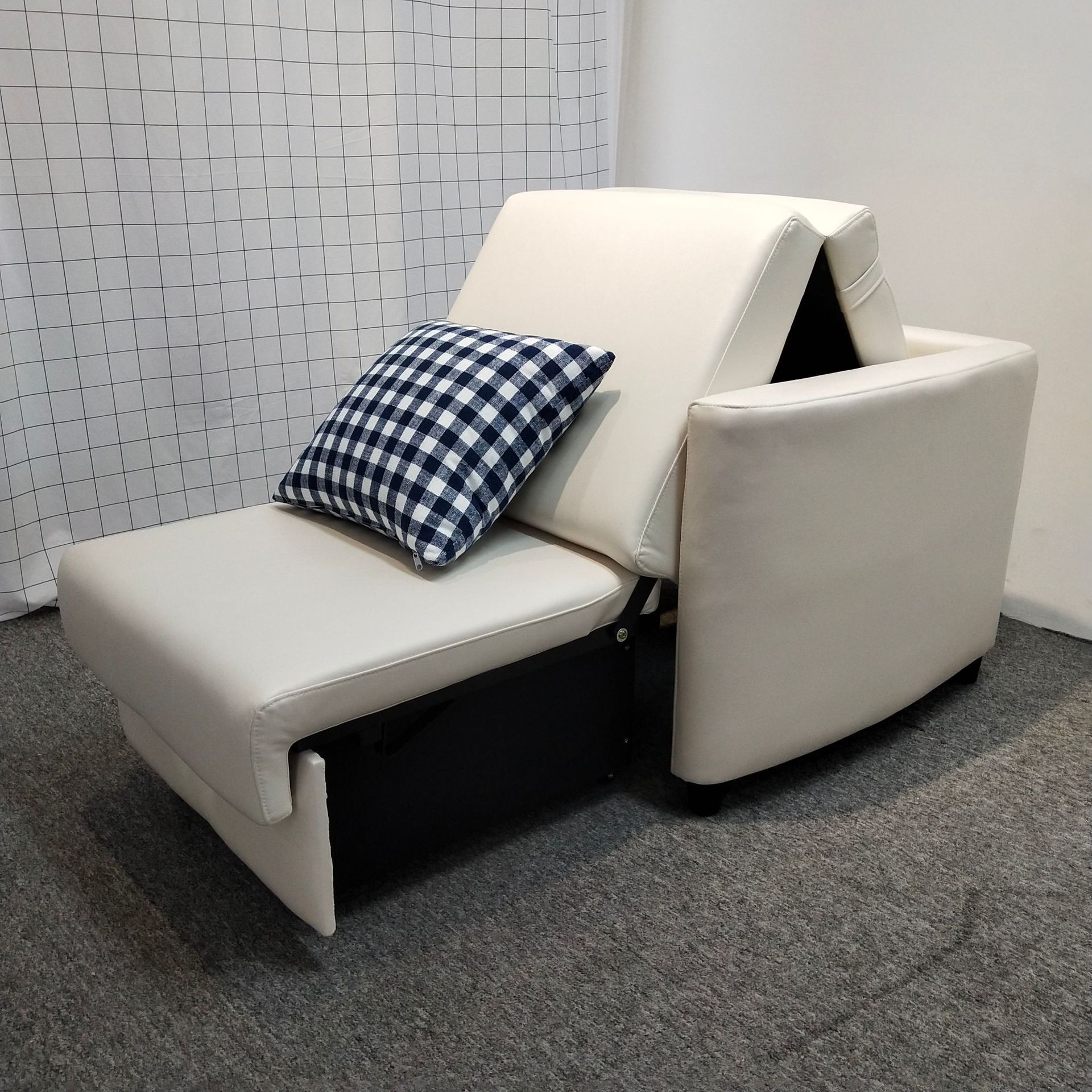 Almacenamiento plegable multifuncional de una sola persona balcón sofá cama de almuerzo tecnología tela de cuero silla de acompañamiento médico