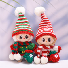 仅衣服】一二三代挂件拉布布雪人圣诞毛衣手套Labubu着替娃衣服