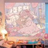 Purple curtain girl and bear bear
