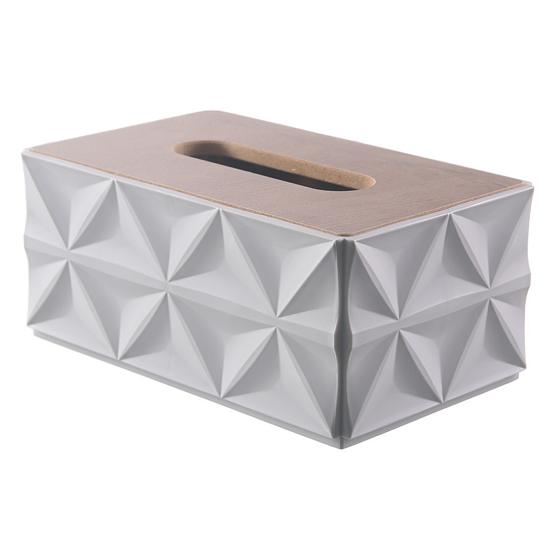 Caja de toallas de aire crema simple caja de almacenamiento de escritorio con cubierta de madera caja de extracción de papel creativa caja de extracción de papel de lujo ligera sala de estar doméstica
