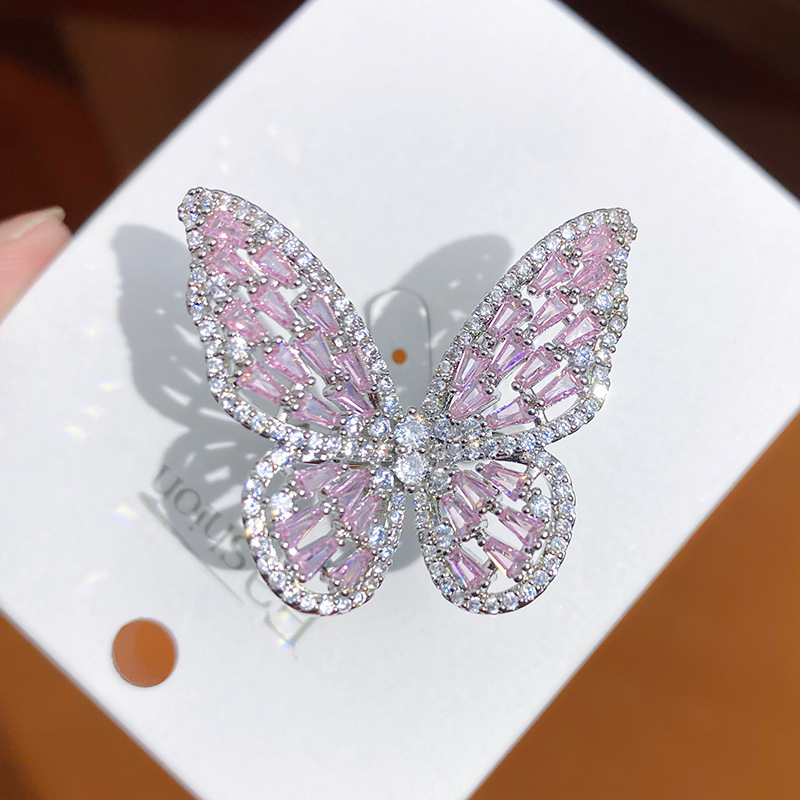 Wholesale Jewelry Elegant Butterfly Copper Zircon Open Rings display picture 6
